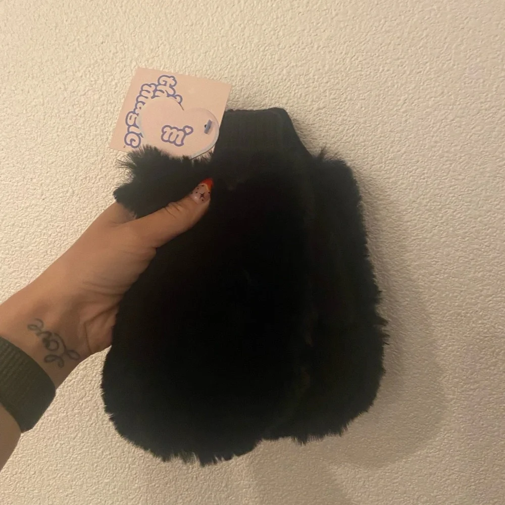 Girls black faux fur mittens gloves More Than Magic for Target gift winter layer